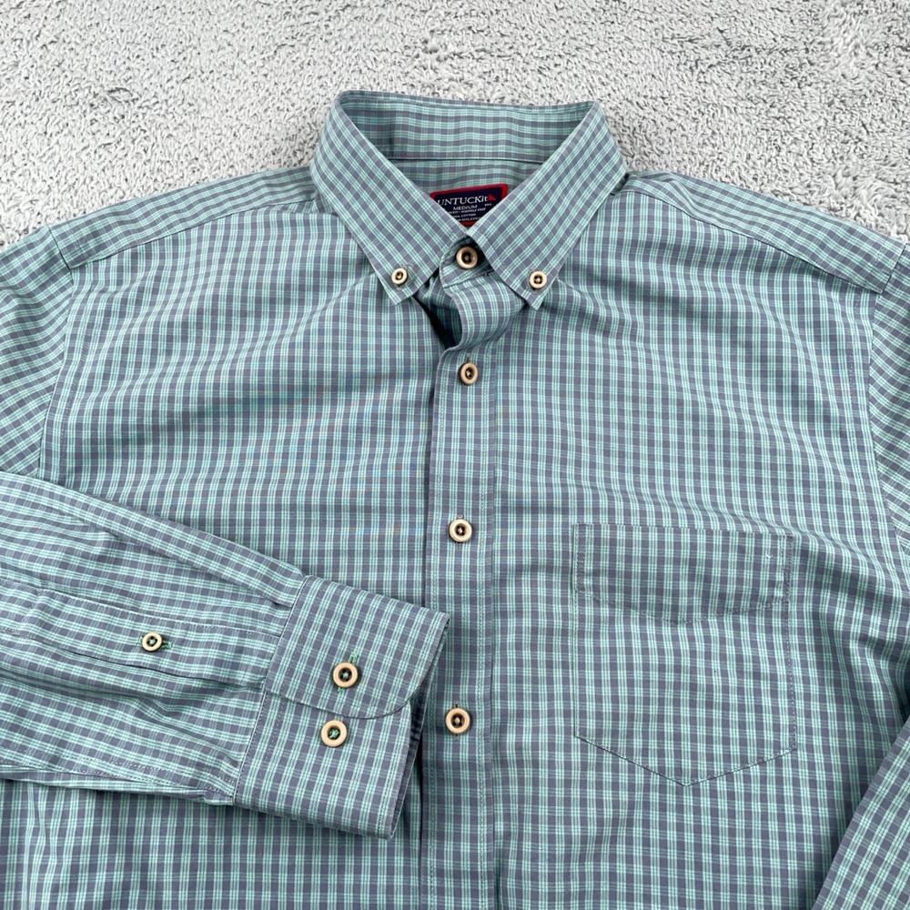 UNTUCKit Shirt Mens Medium Green Kabashi WF Slim Fit Plaid Button Down Casual